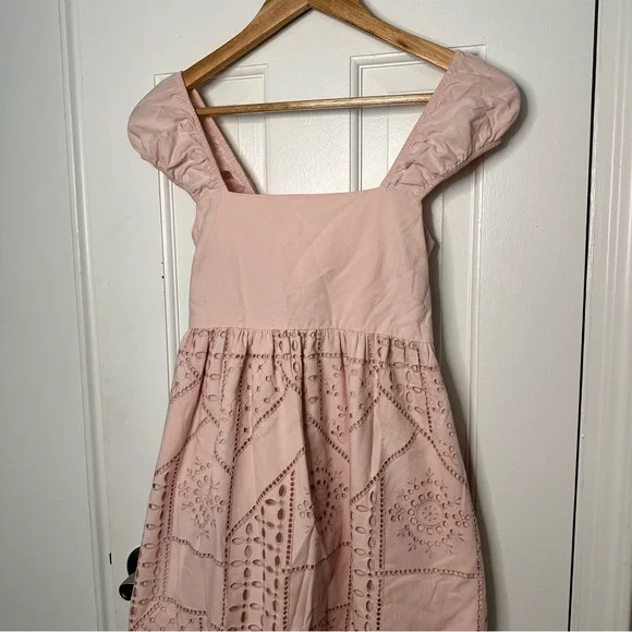 NWT Hatch Maternity Ivy Eyelet Dress Blush Midi Summer Baby Shower Gender Reveal - Picture 3 of 6